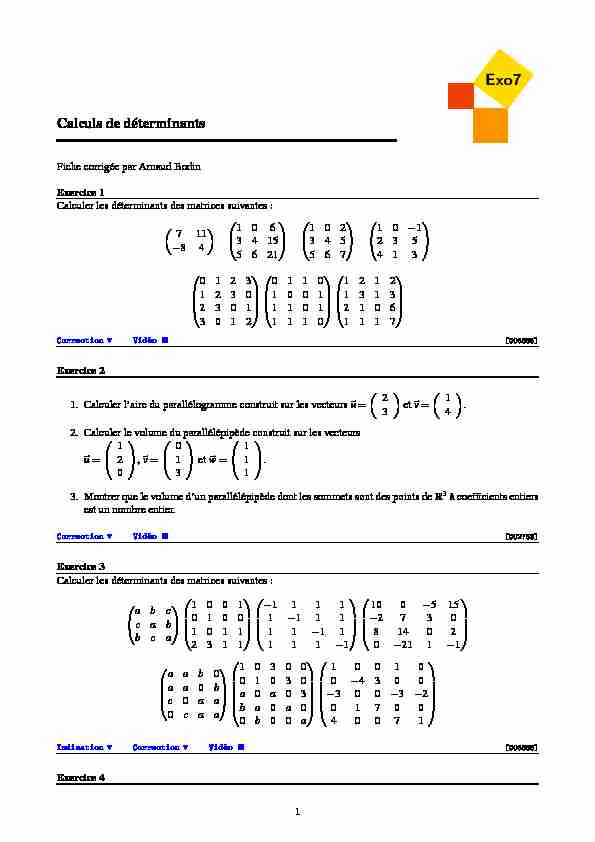 [PDF] Calculs de déterminants - Exo7 - Exercices de mathématiques