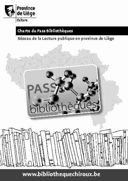 Charte du Pass Bibliothèques - Réseau de la Lecture publique en