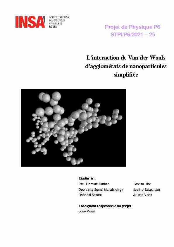 Linteraction de Van der Waals dagglomérats de nanoparticules