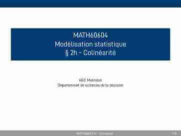 MATH60604 Modélisation statistique § 2h - Colinéarité