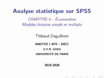 [PDF] Analyse statistique sur SPSS 03cm CHAPITRE 4 : Économétrie