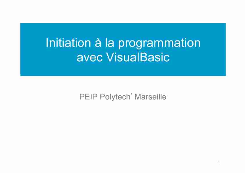 Initiation à la programmation avec VisualBasic