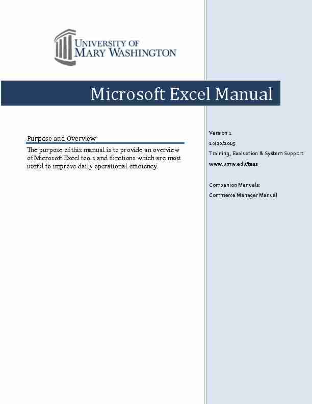 Microsoft Excel Manual - Administration and Finance