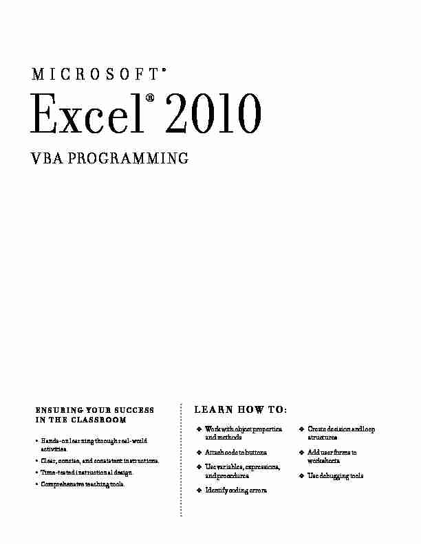 MICROSOF T Excel 2010