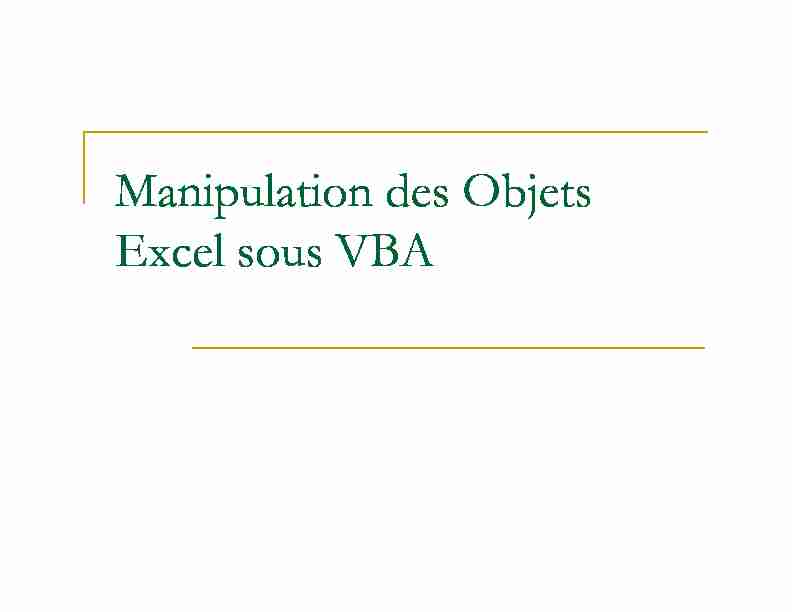 Manipulation des Objets Excel sous VBA