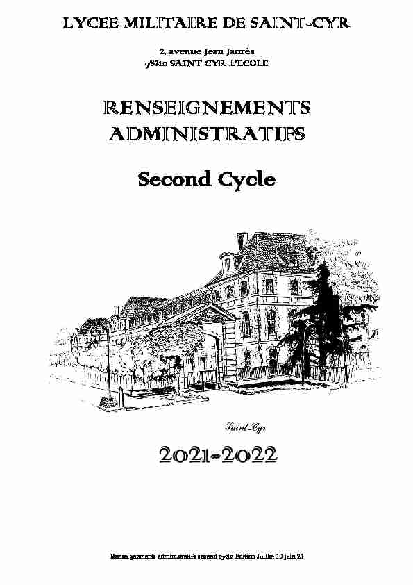 RENSEIGNEMENTS ADMINISTRATIFS Second Cycle