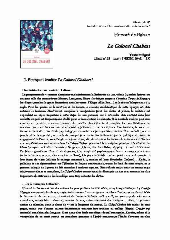 Honoré de Balzac - Le Colonel Chabert