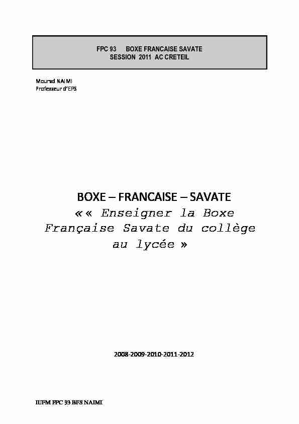 [PDF] Enseigner la Boxe Française Savate du collège au lycée