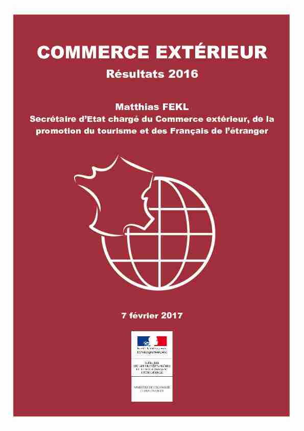 Résultats 2016 du commerce extérieur