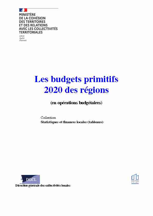 Les budgets primitifs 2020 des régions