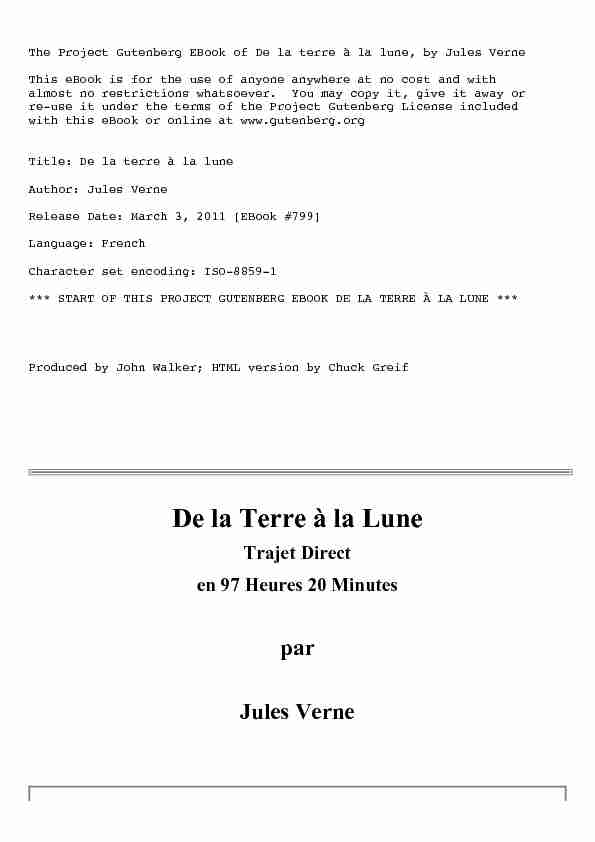 The Project Gutenberg eBook of De la terre à la lune par Jules Verne.