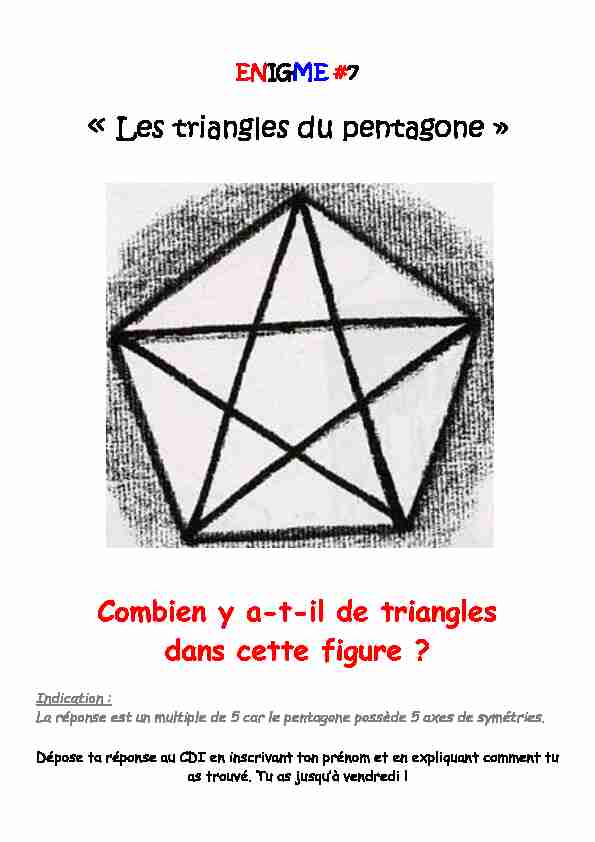 « Les triangles du pentagone » Combien y a-t-il de triangles dans