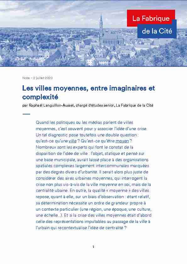 [PDF] Les villes moyennes entre imaginaires et complexité