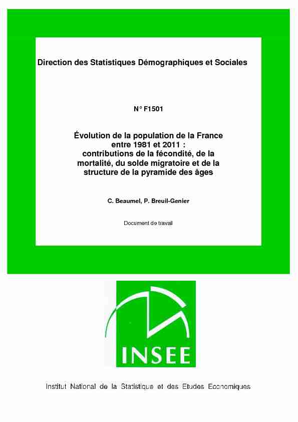 [PDF] Évolution de la population de la France entre 1981 et 2011 - Insee