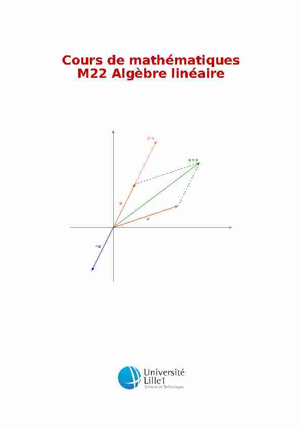 [PDF] Cours de mathématiques M22 Algèbre linéaire