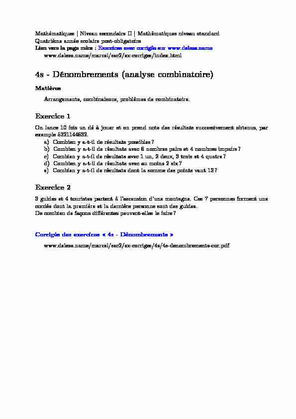 4s - Dénombrements (analyse combinatoire)