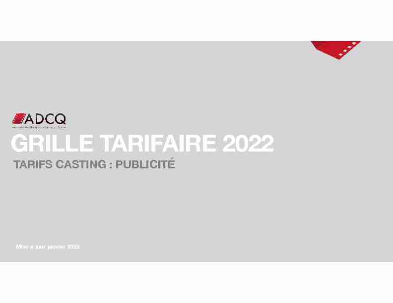 grille tarifaire 2022 - tarifs casting