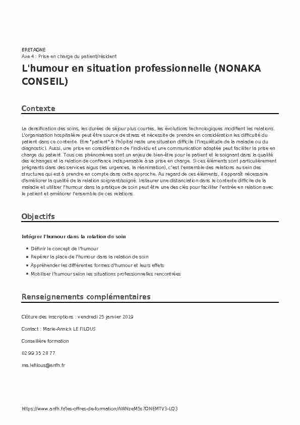 Lhumour en situation professionnelle (NONAKA CONSEIL)