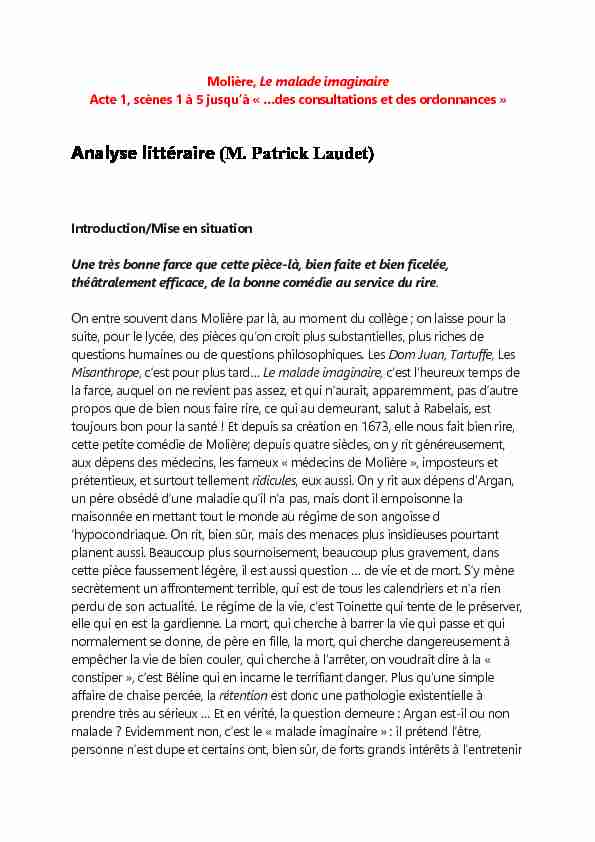 [PDF] Analyse littéraire (M Patrick Laudet)