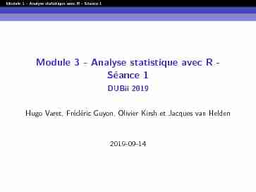 Module 3 - Analyse statistique avec R - Séance 1 - DUBii 2019