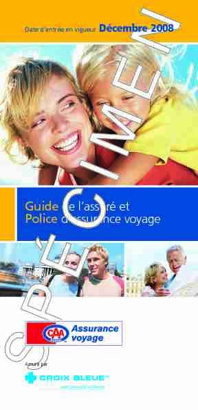 Guide de lassuré et Police dassurance voyage