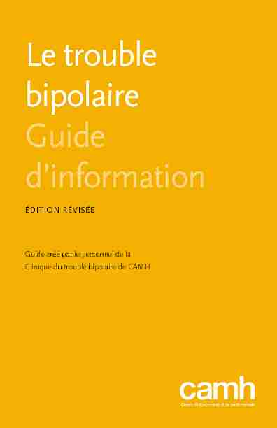 Le trouble bipolaire Guide dinformation