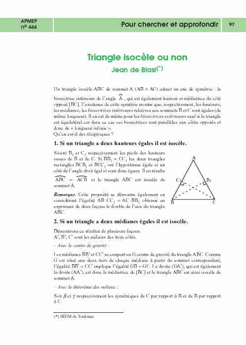 Triangle isocèle ou non - apmep