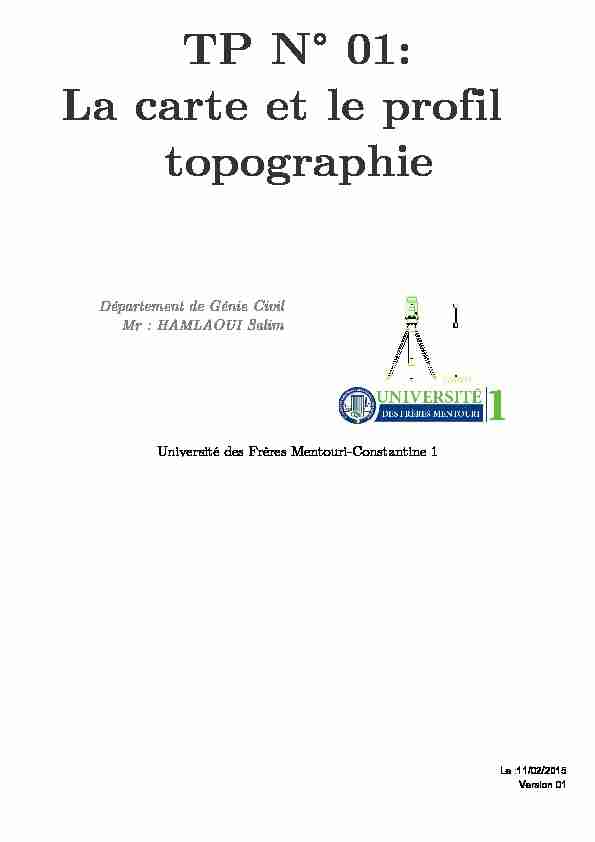 TP N° 01: La carte et le profil topographie