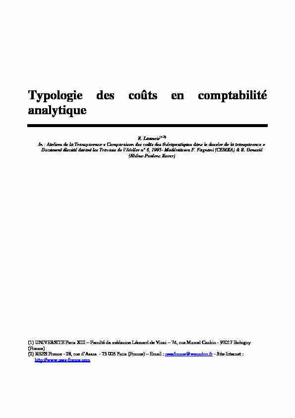 [PDF] Typologie des coûts en comptabilité analytique  REES France