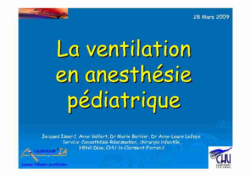 La ventilation en Anesthésie Pédiatrique