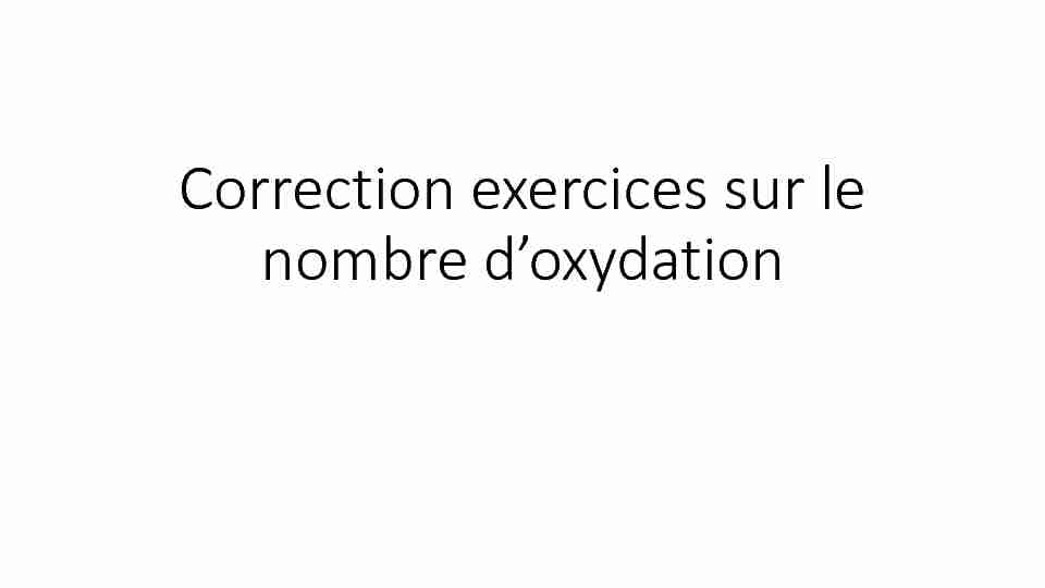 Correction exercices sur le nombre doxydation