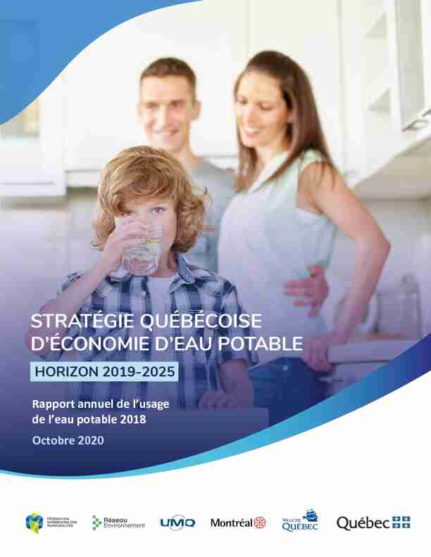 Rapport annuel de lusage de leau potable 2018 - Octobre 2020