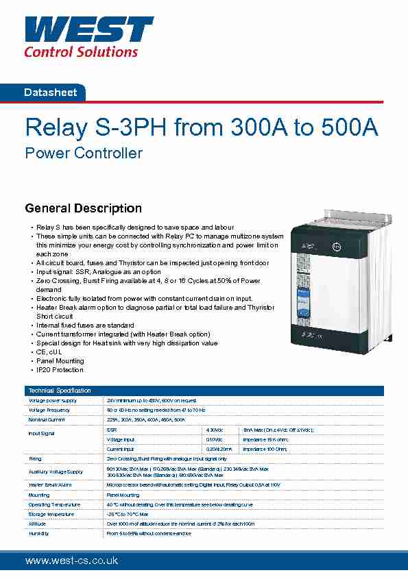 Relay S-3PH from 300A to 500A - Power Controller