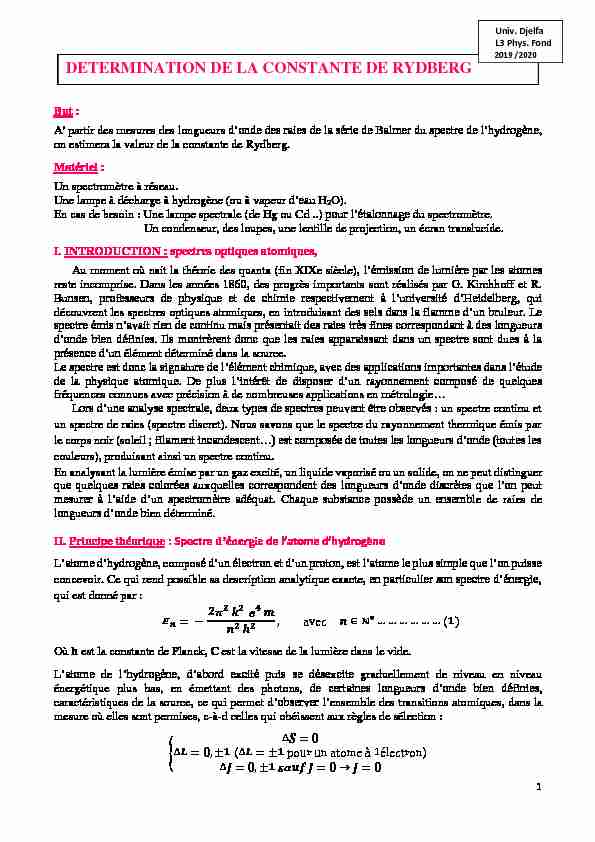 [PDF] DETERMINATION DE LA CONSTANTE DE RYDBERG