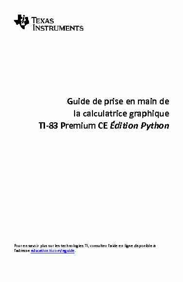 Guide de prise en main de la calculatrice graphique TI-83 Premium