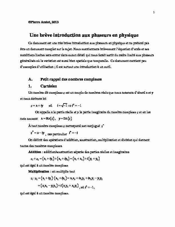 [PDF] Une brève introduction aux phaseurs en physique
