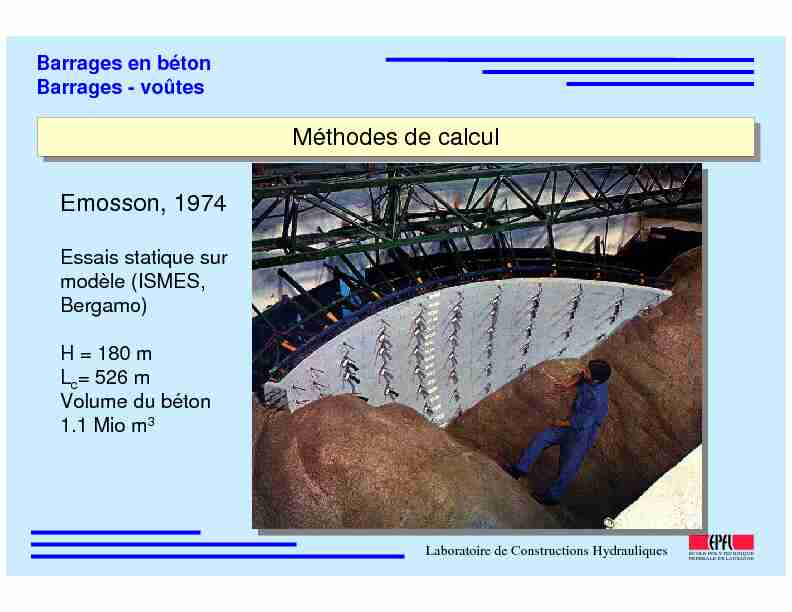 Méthodes de calcul Méthodes de calcul Emosson 1974