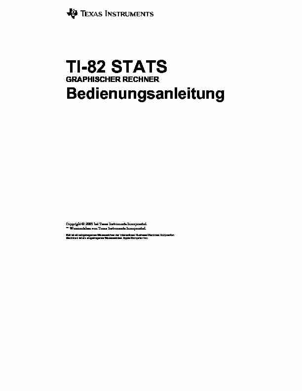 TI-82 STATS - Bedienungsanleitung