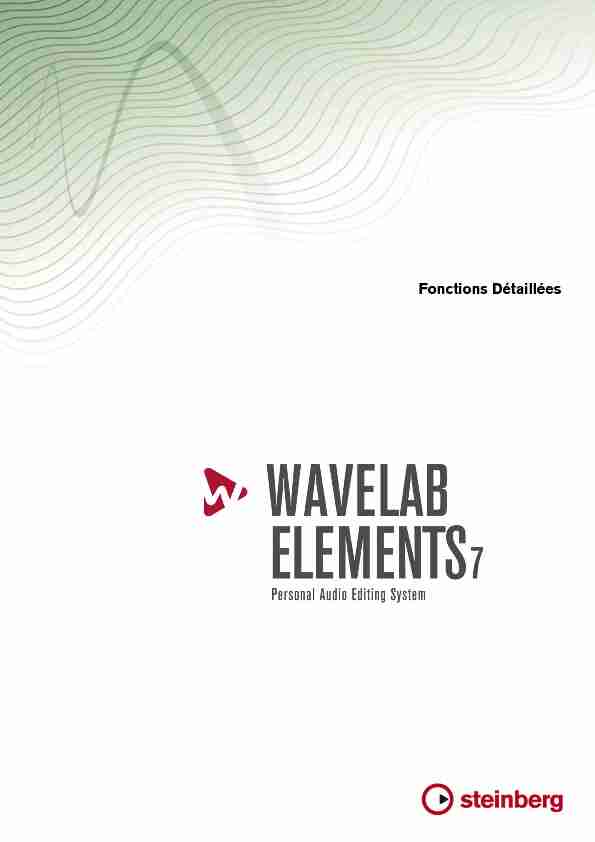 WaveLab Elements 7 - Fonctions Détaillées