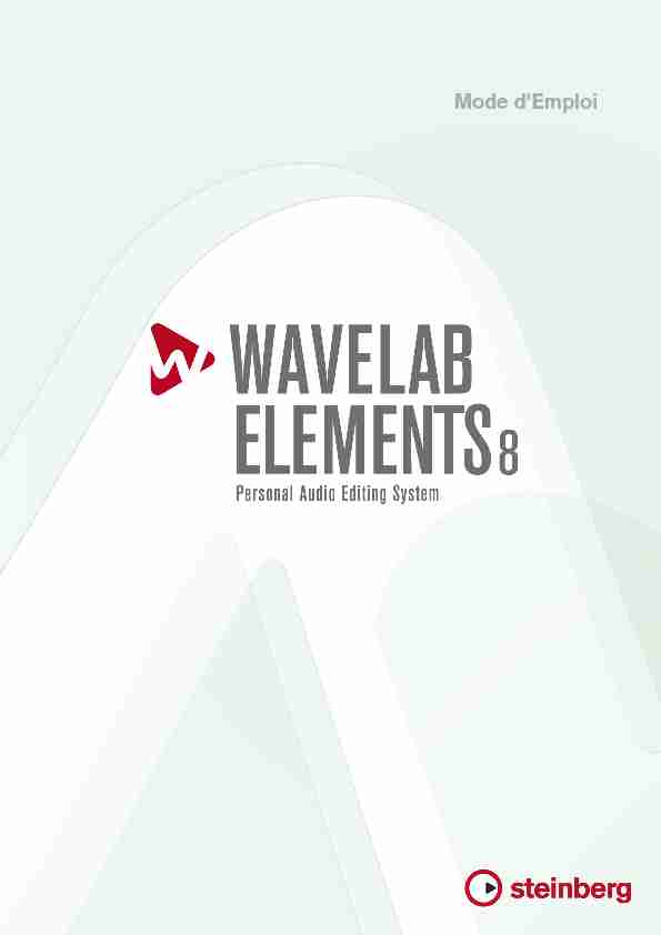 WaveLab Elements - Mode dEmploi
