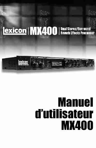 Manuel dutilisateur MX400