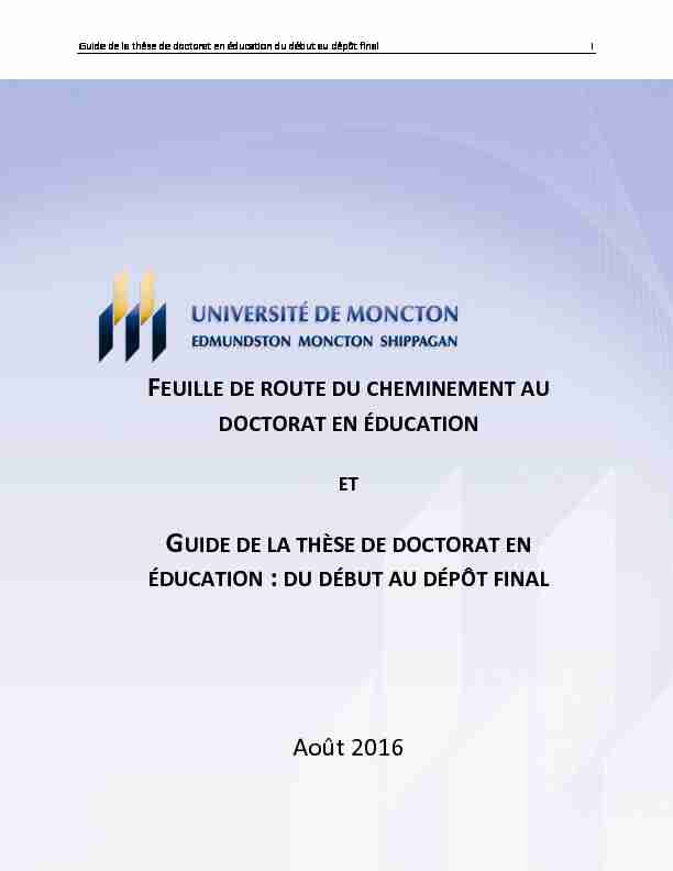 Guide de la thèse de doctorat en éducation : du début au dépôt final