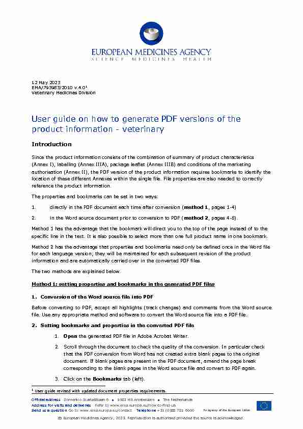 User guide on how to generate PDF versions of the product