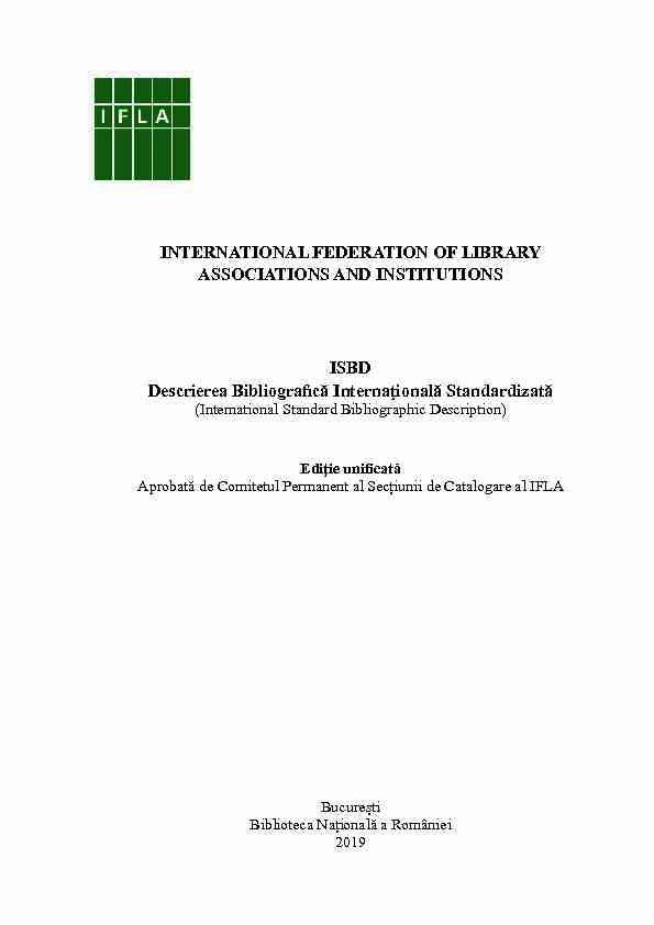 INTERNATIONAL FEDERATION OF LIBRARY ASSOCIATIONS AND