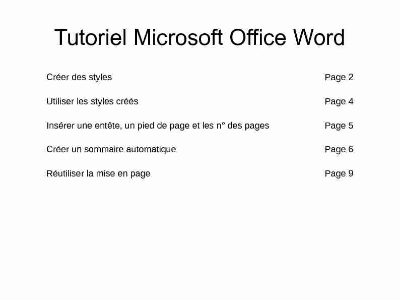 Tutoriel Microsoft Office Word