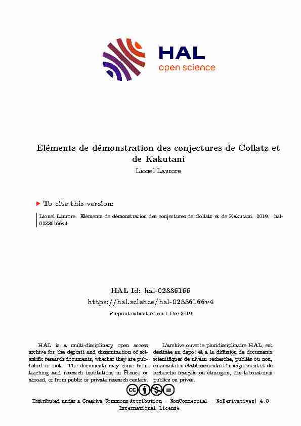 Eléments de démonstration des conjectures de Collatz et de Kakutani
