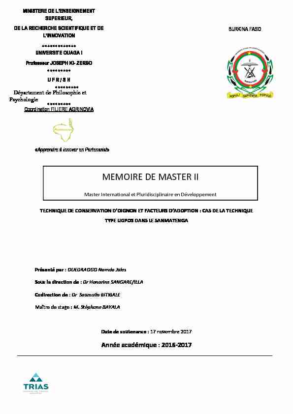 MEMOIRE DE MASTER II