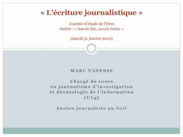 « Lécriture journalistique »