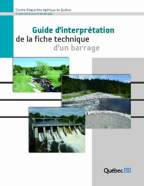 [PDF] Guide dinterprétation de la f iche technique dun barrage - CEHQ