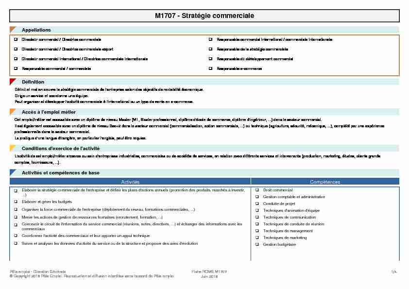 [PDF] Fiche Rome - M1707 - Stratégie commerciale
